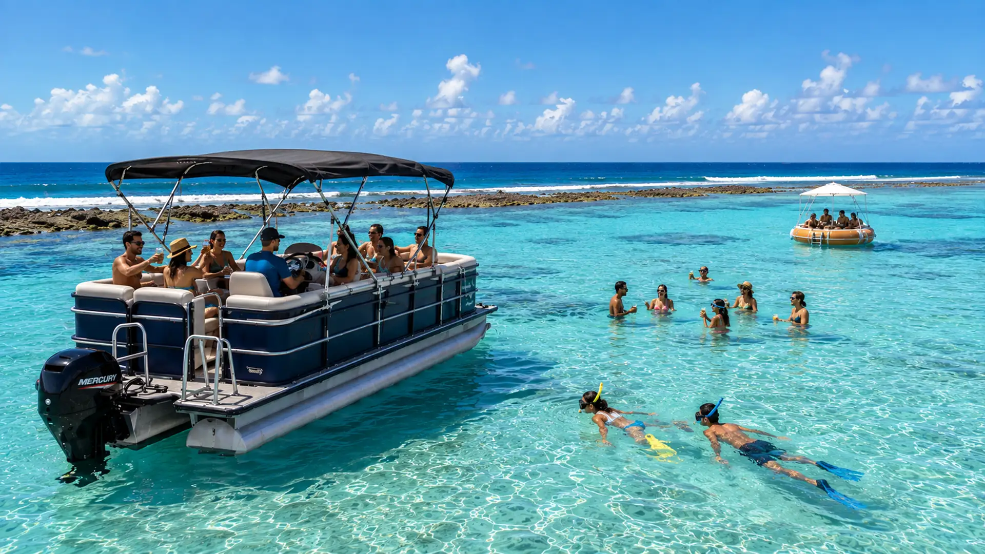Saloon Boat à St-François pour une sortie bateau barbecue en Guadeloupe